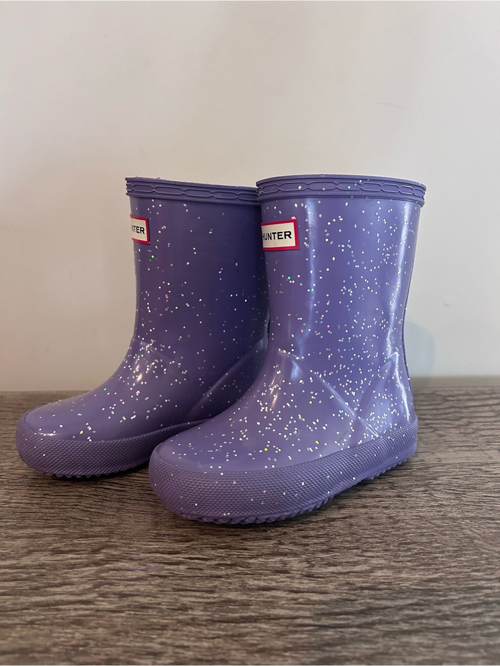 Hunter Kids Purple Glitter Rain Boots - Picture 2 of 6